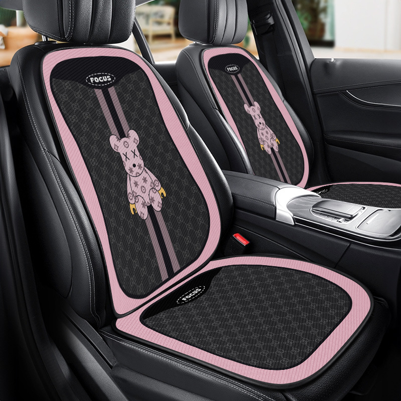 車シートカバー 可愛い熊刺繍デザイン立体縫製助手席専用シートカバー