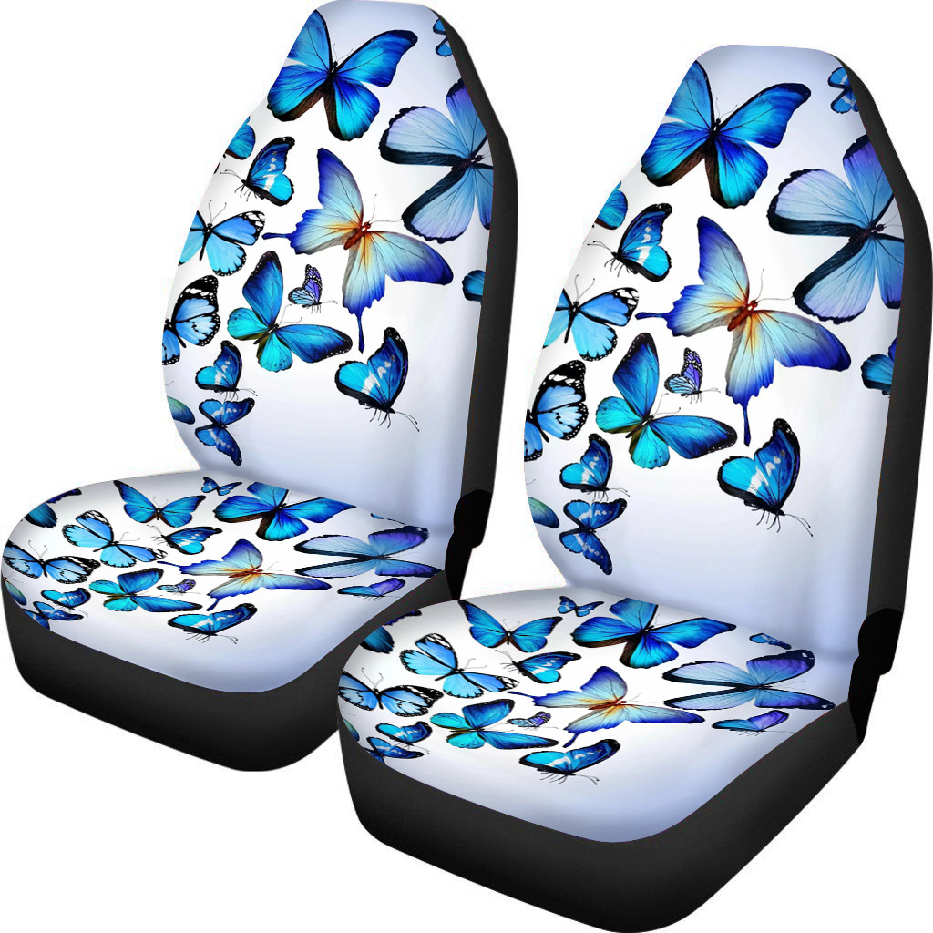 車シートカバー 蝶と花の幻想的な刺繍デザイン助手席用カバー