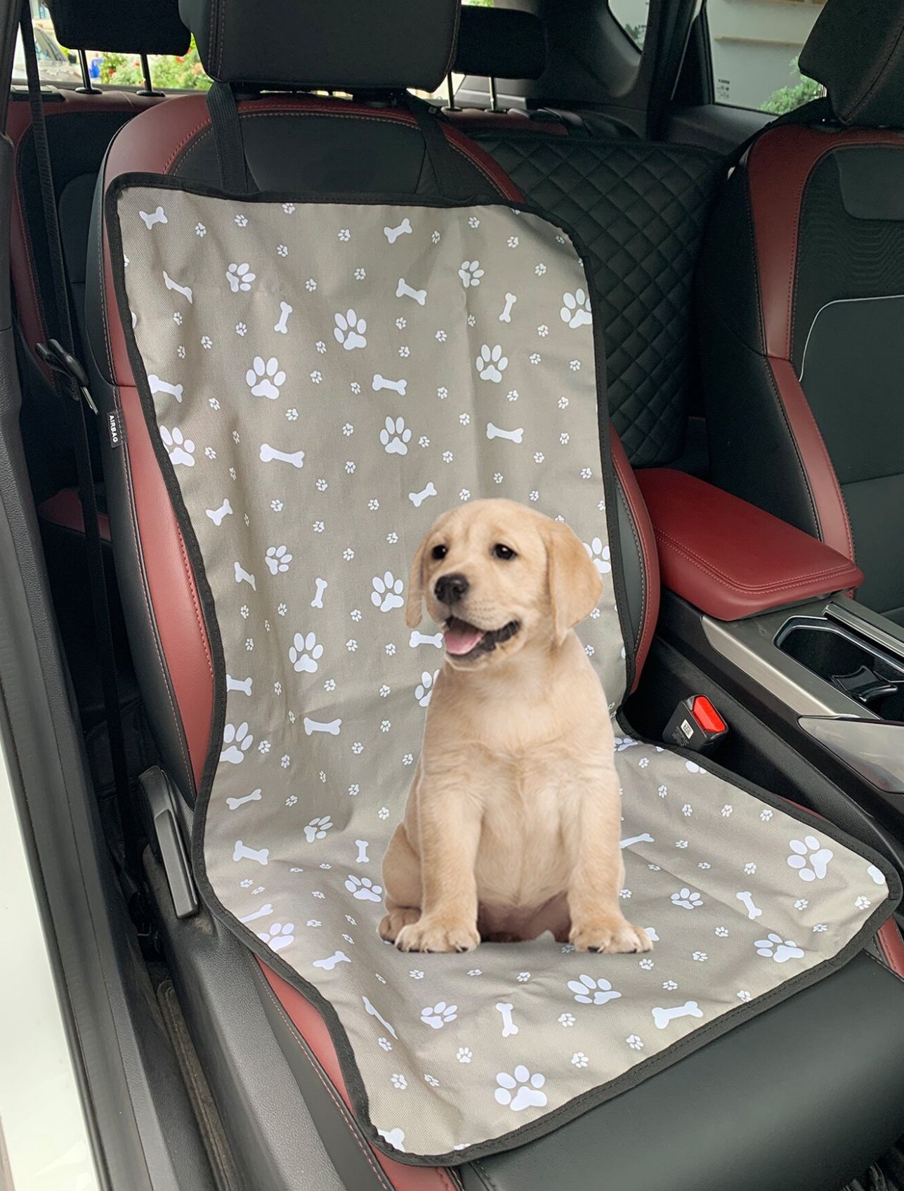 車シートカバー 愛犬同乗専用足跡柄防水助手席保護カバー