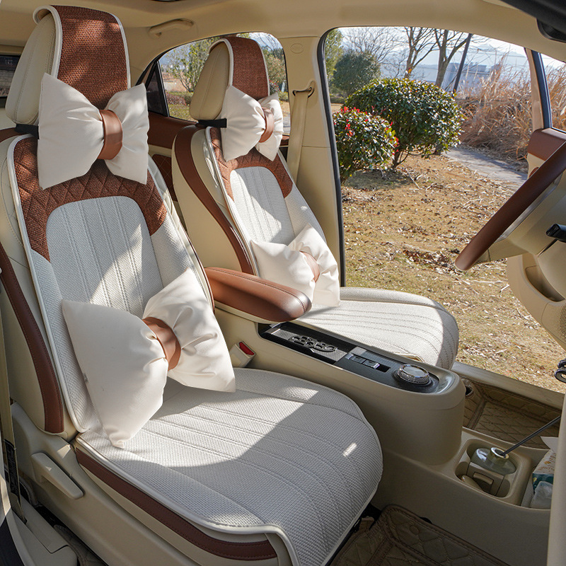 車シートカバー 可愛いリボン付き後部座席用高級車シートカバー