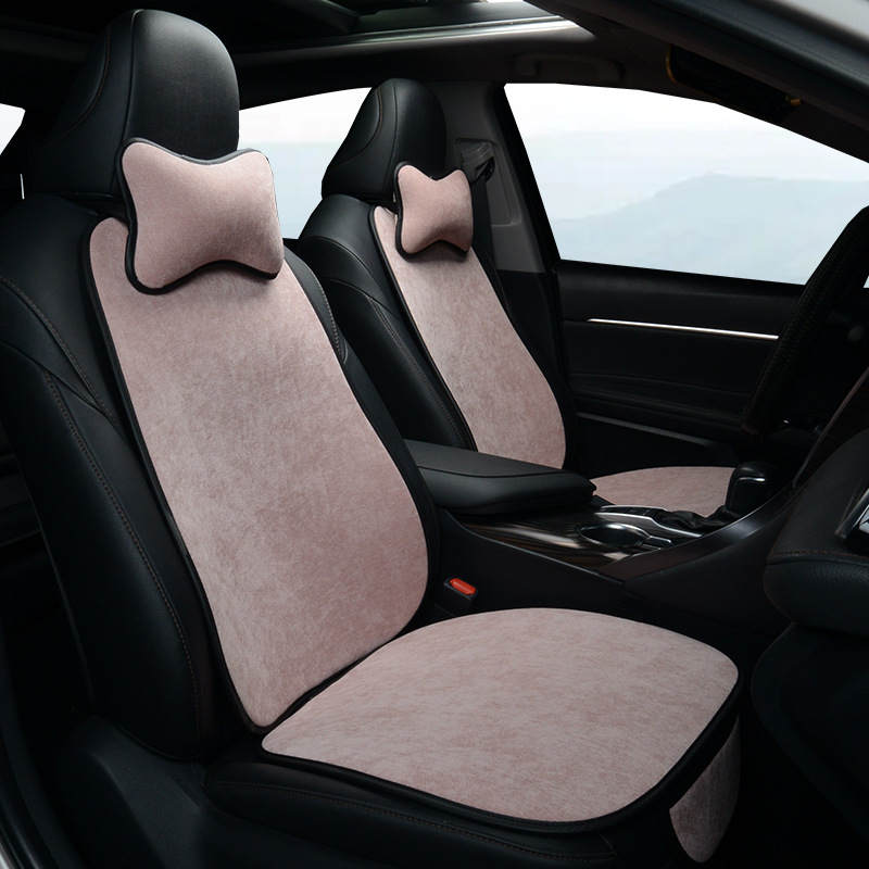 車シートカバー 冬用温暖ふわふわボア素材ネッククッション付き助手席専用カバー