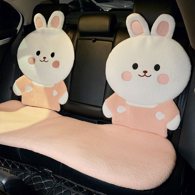 車シートカバー 可愛いうさぎデザイン背もたれ付き運転席用シートカバー
