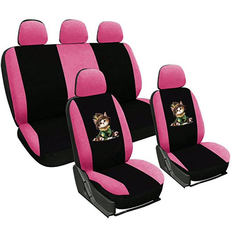 車シートカバー 可愛い子猫刺繍入り助手席用シートカバー