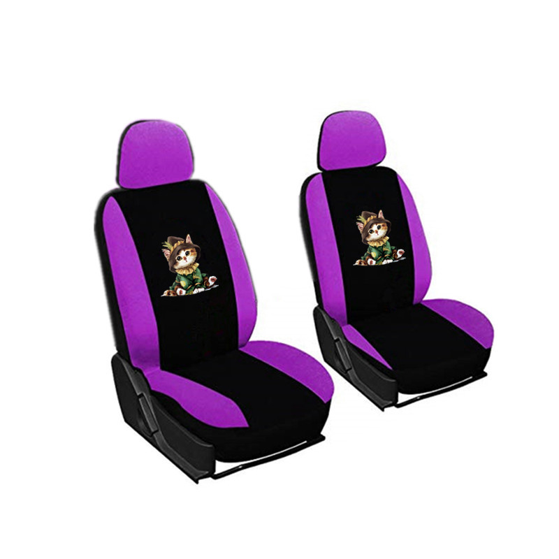 車シートカバー 可愛い子猫刺繍入り助手席用シートカバー