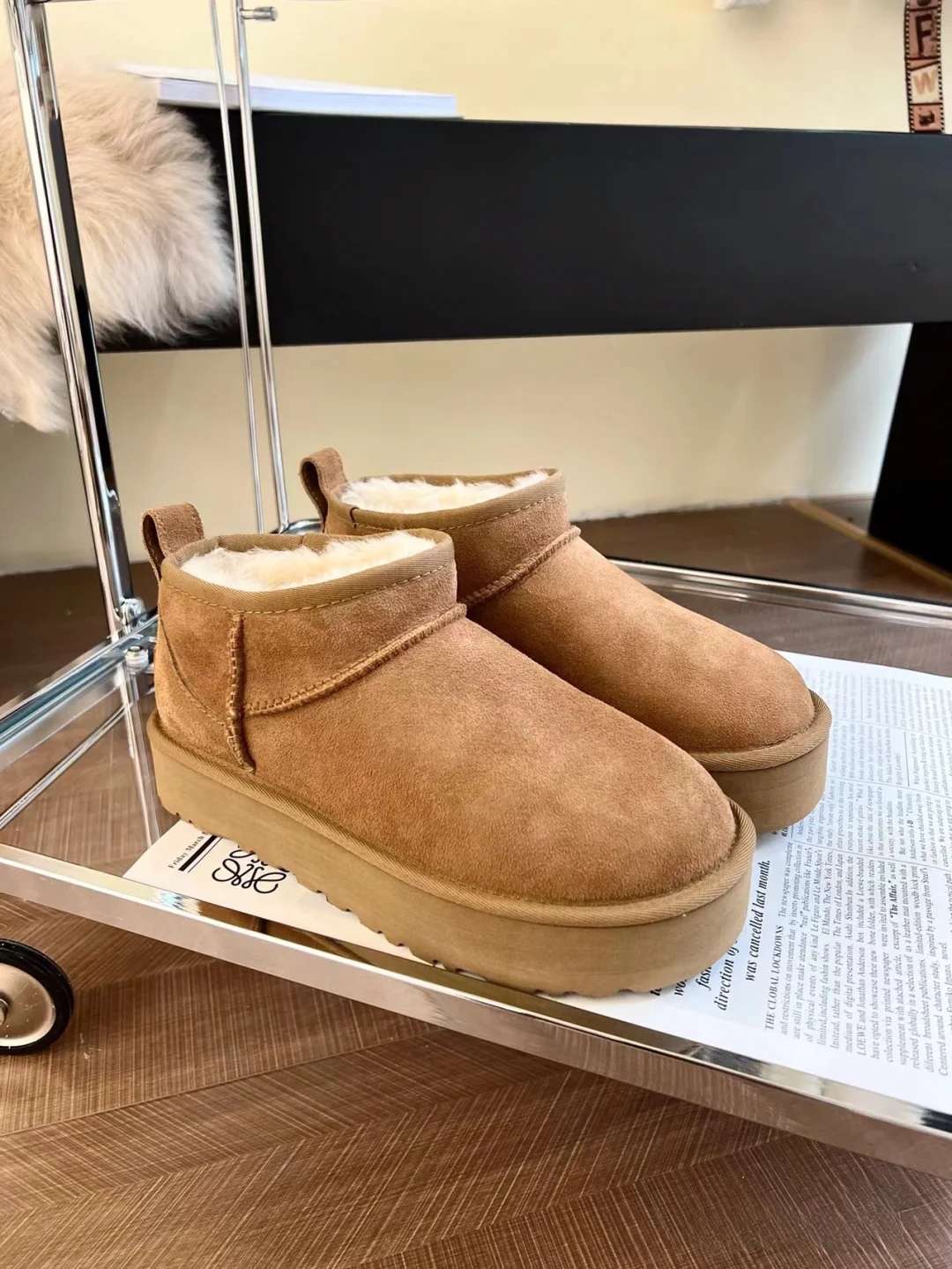 厚底スニーカー ふわもこ防寒ショートブーツ