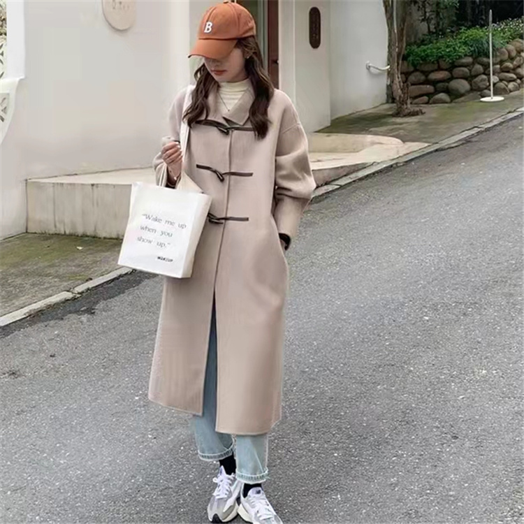 韓国ファッション 韓国風ロング丈ダッフルコート 秋冬上品アウター