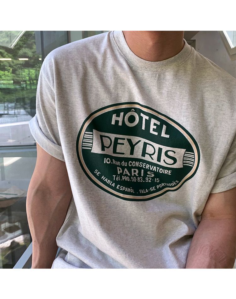 韓国ファッション レトロロゴプリント半袖Ｔシャツ