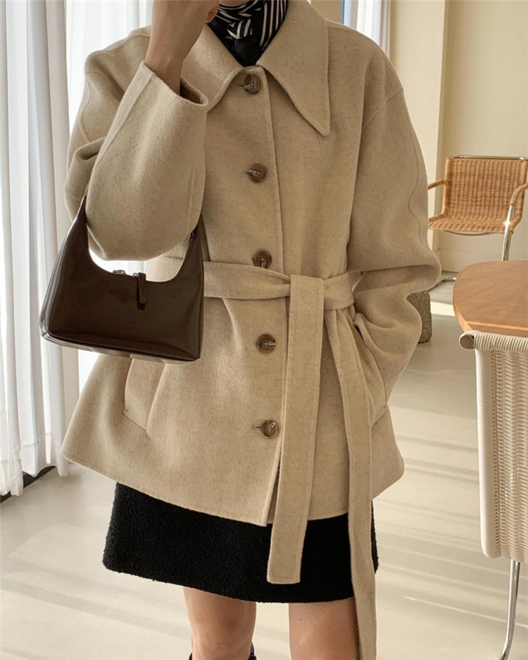 韓国ファッション 韓国風レトロ上品ベルト付きチェスターコート