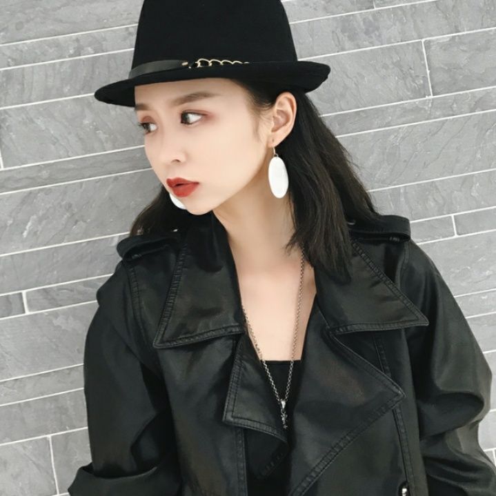 韓国ファッション チェーンリボン中折れハット