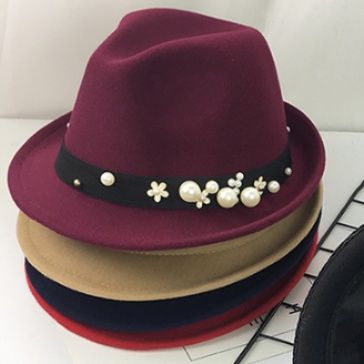 韓国ファッション チェーンリボン中折れハット