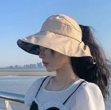 韓国ファッション 韓国風つば広帽子 紫外線カット小顔効果 夏用遮光帽