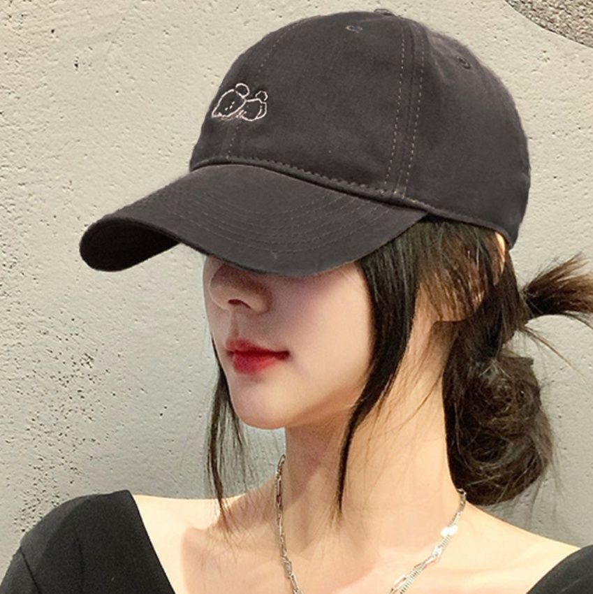 韓国ファッション 雲刺繍野球帽子レディース小顔効果韓国風