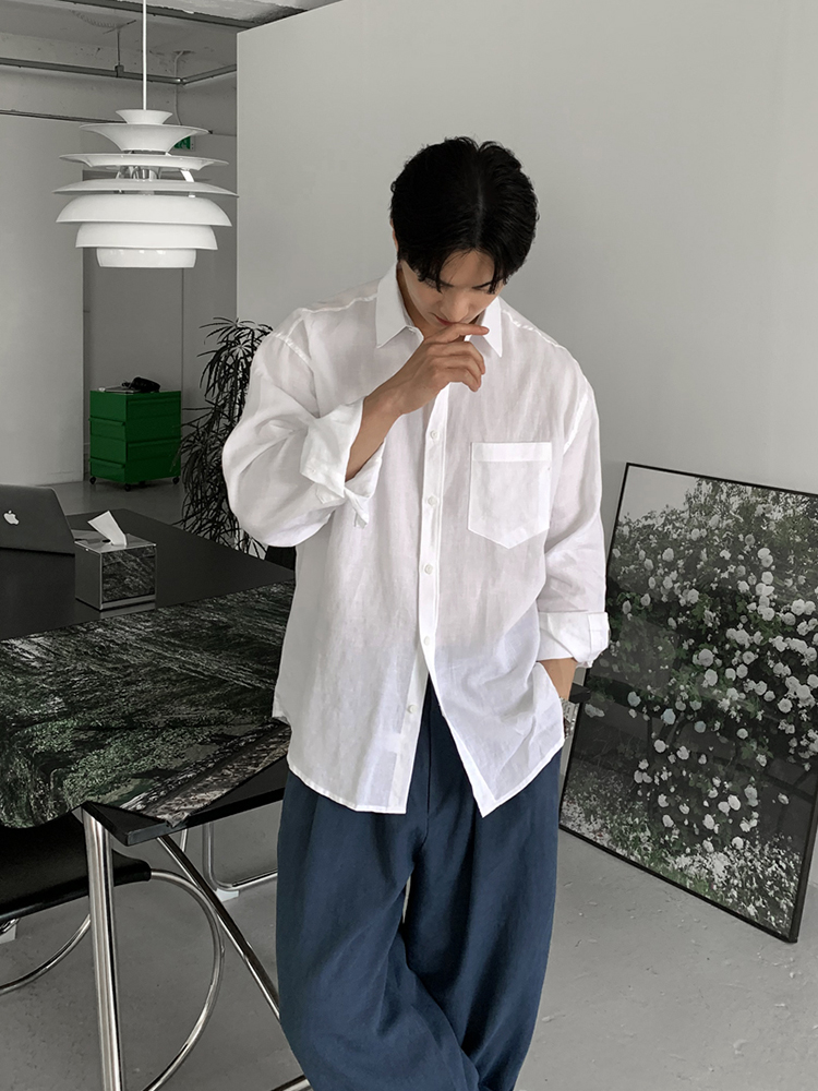 韓国ファッション シンプルリラックスシャツ
