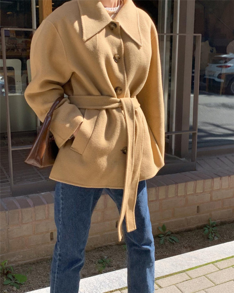 韓国ファッション 韓国風レトロ上品ベルト付きチェスターコート