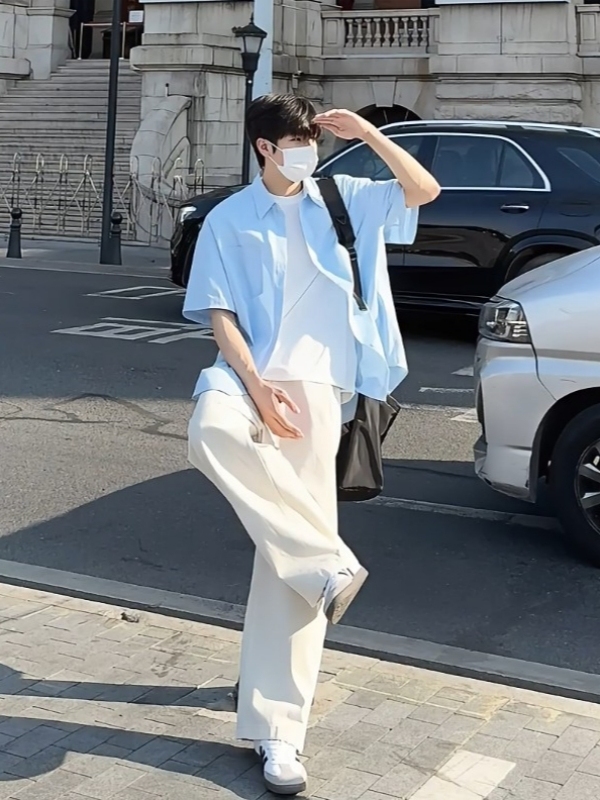 韓国ファッション ゆったり半袖オーバーサイズシャツ
