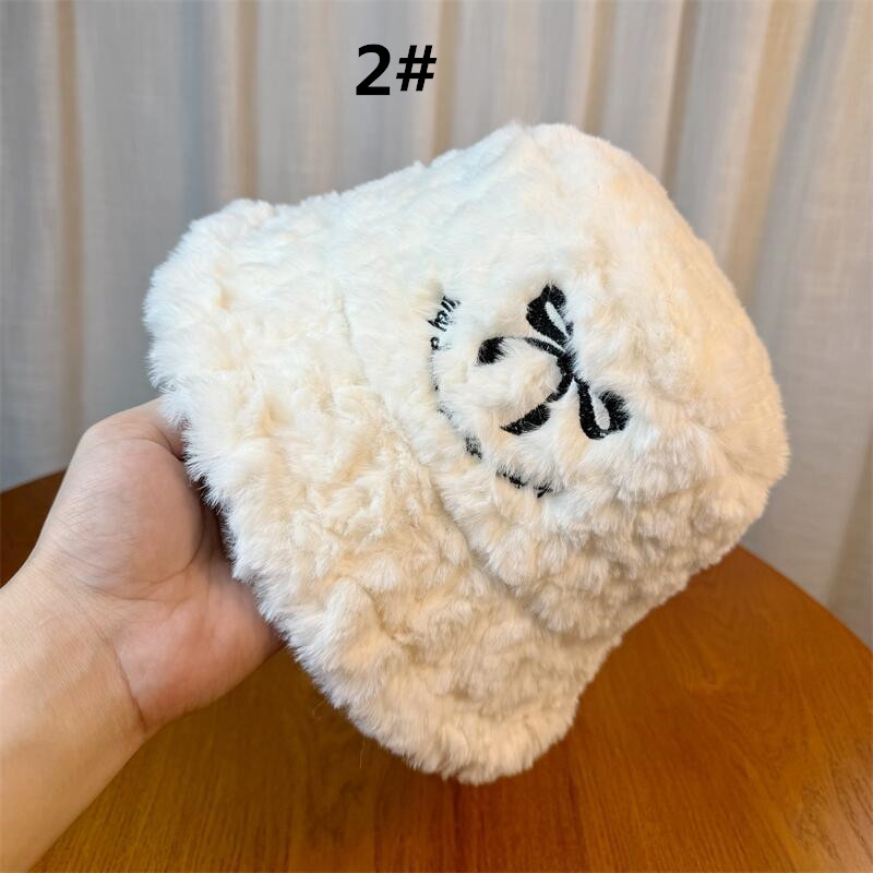 韓国ファッション 秋冬新作 ふわふわ漁師帽 リボン刺繍 韓国風防寒帽子