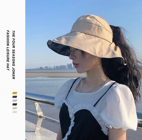 韓国ファッション 韓国風つば広帽子 紫外線カット小顔効果 夏用遮光帽