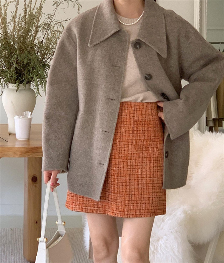 韓国ファッション 韓国風レトロ上品ベルト付きチェスターコート