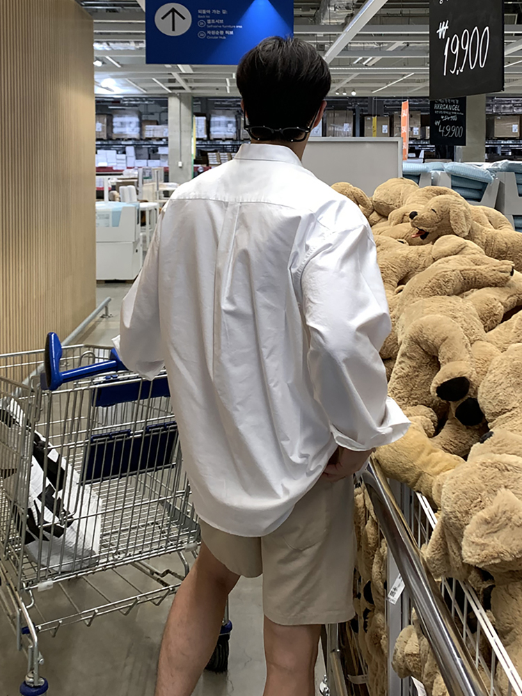 韓国ファッション ゆったりシルエットベーシックシャツ