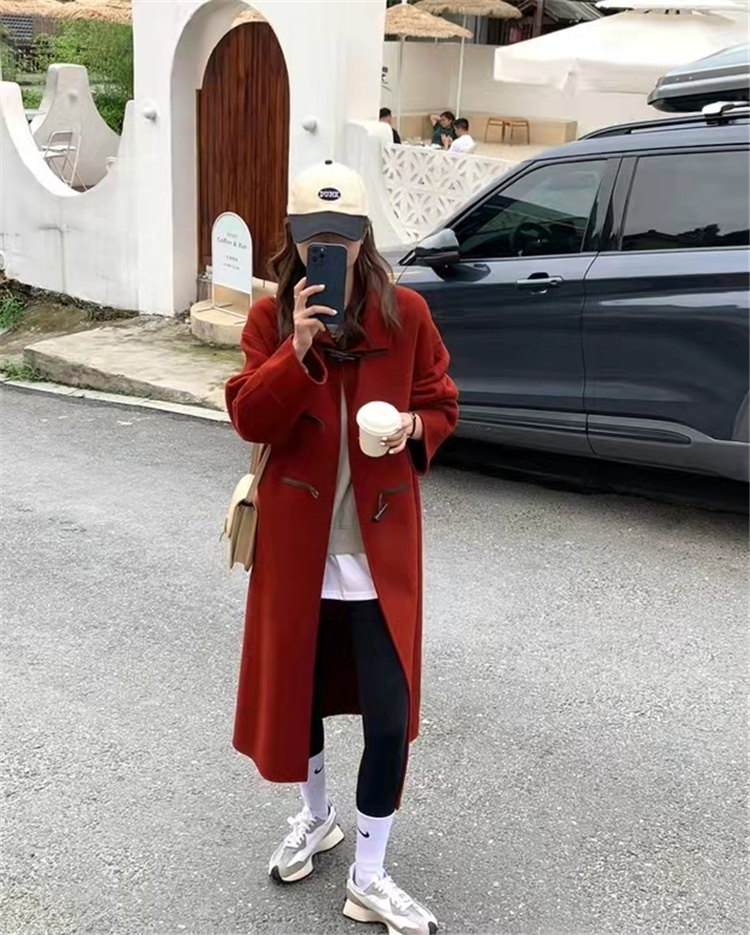 韓国ファッション 韓国風ロング丈ダッフルコート 秋冬上品アウター