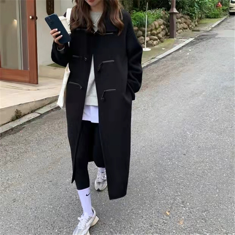 韓国ファッション 韓国風ロング丈ダッフルコート 秋冬上品アウター