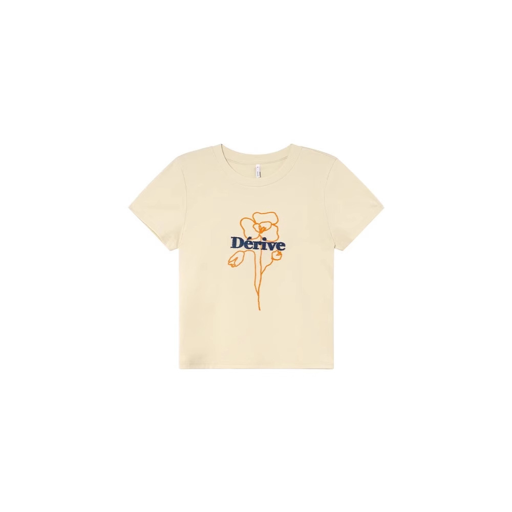 韓国ファッション お花モチーフ ゆるプリント半袖Ｔシャツ
