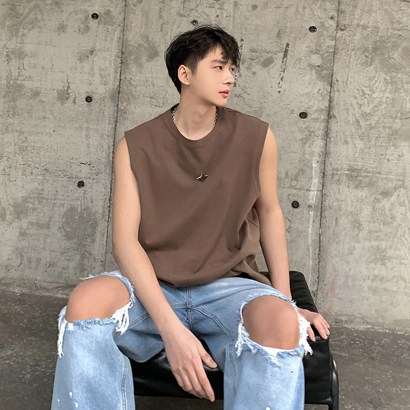 韓国ファッション ゆったりノースリーブタンクトップ