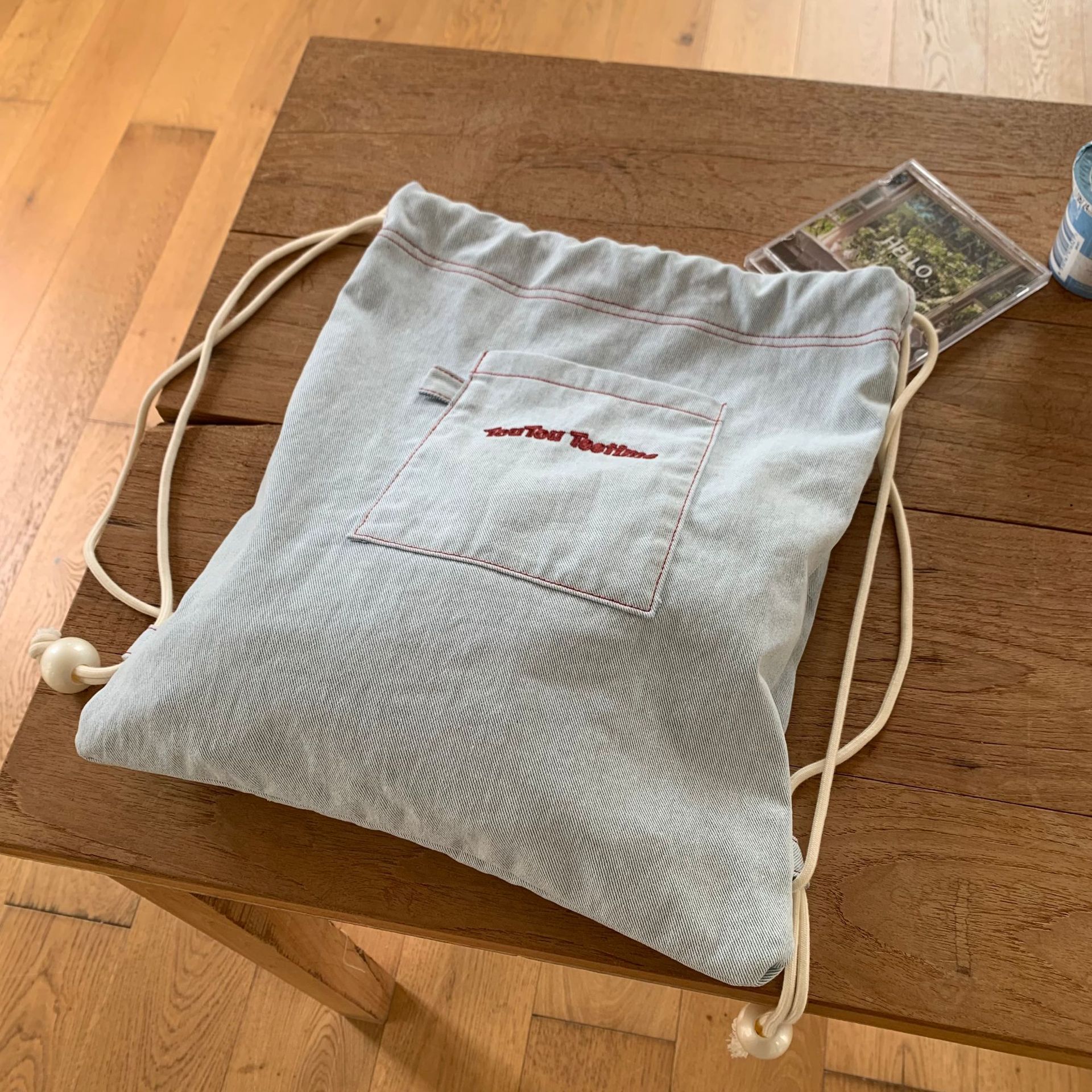 韓国ファッション シンプル刺繍入りナップサック