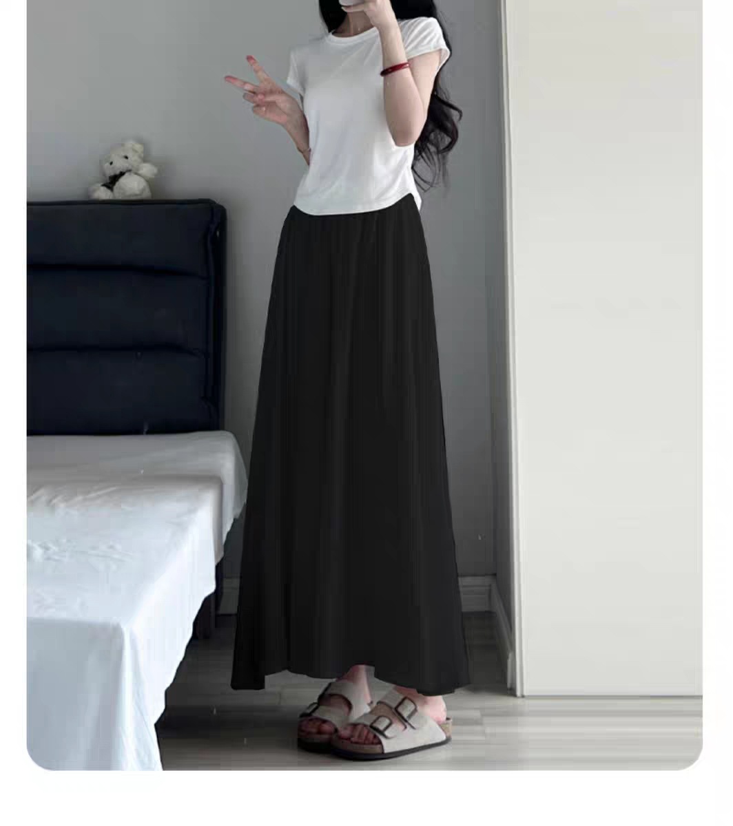 韓国ファッション シンプル清楚ロングワンピース