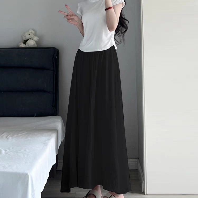 韓国ファッション シンプル清楚ロングワンピース