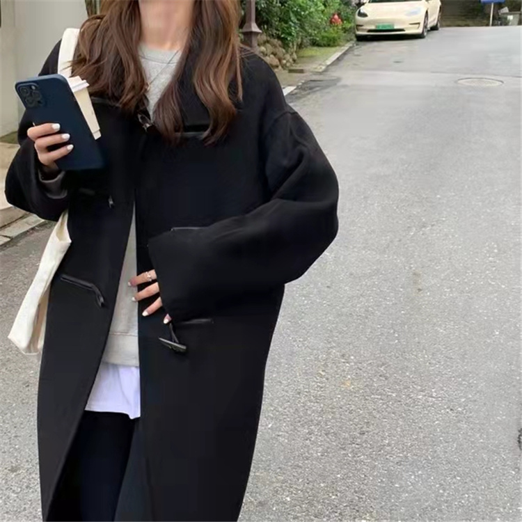 韓国ファッション 韓国風ロング丈ダッフルコート 秋冬上品アウター