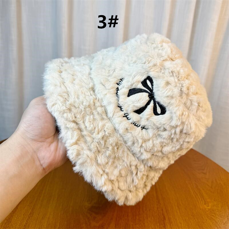韓国ファッション 秋冬新作 ふわふわ漁師帽 リボン刺繍 韓国風防寒帽子