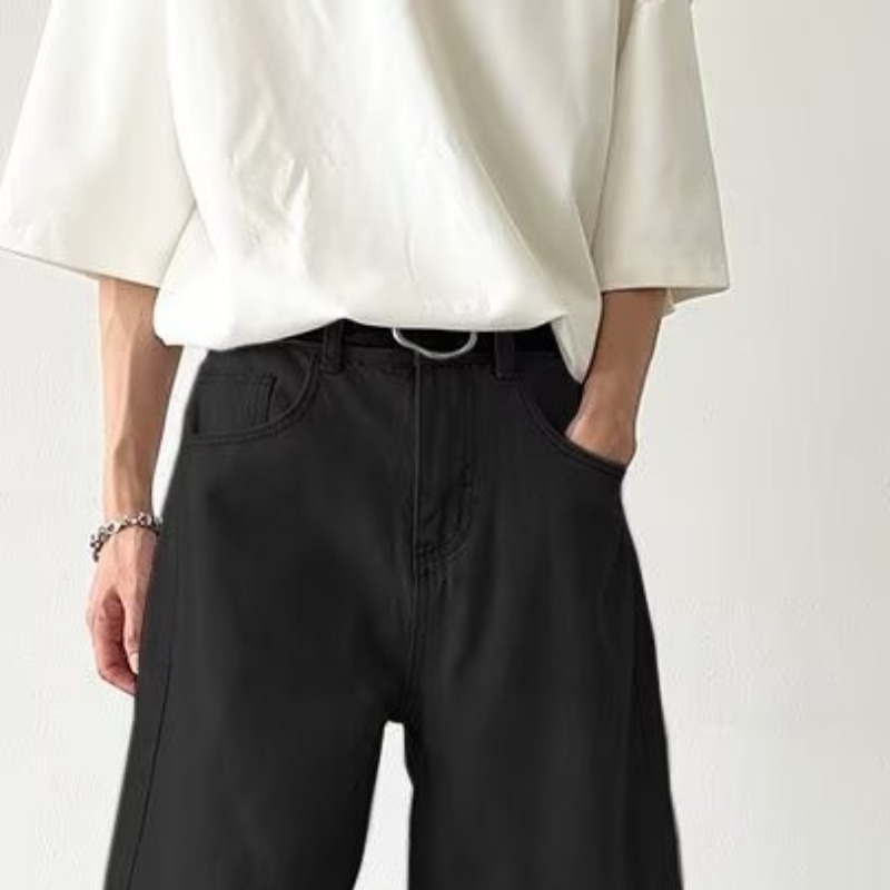 韓国ファッション ゆったりストレートハーフパンツ