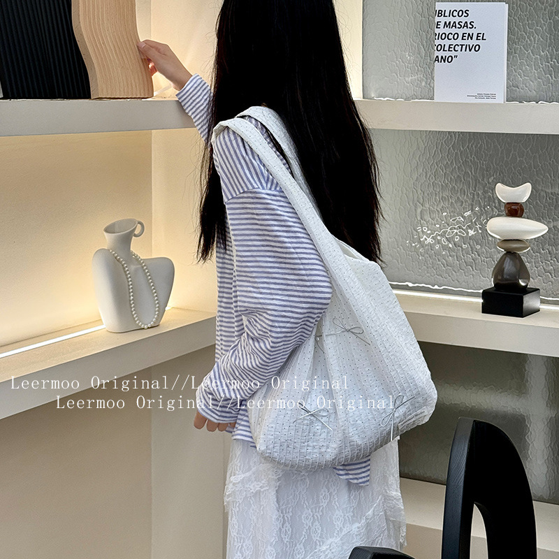 韓国ファッション リボン結び刺繍トートバッグ