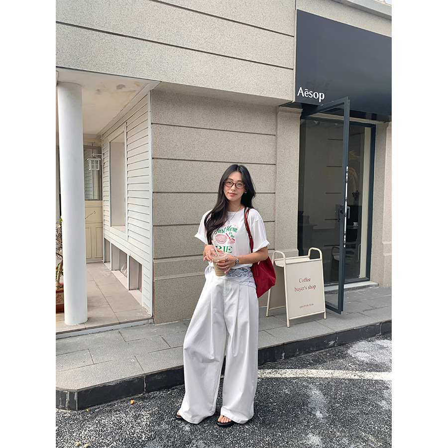 韓国ファッション パイ柄ゆるだぼ半袖Ｔシャツ