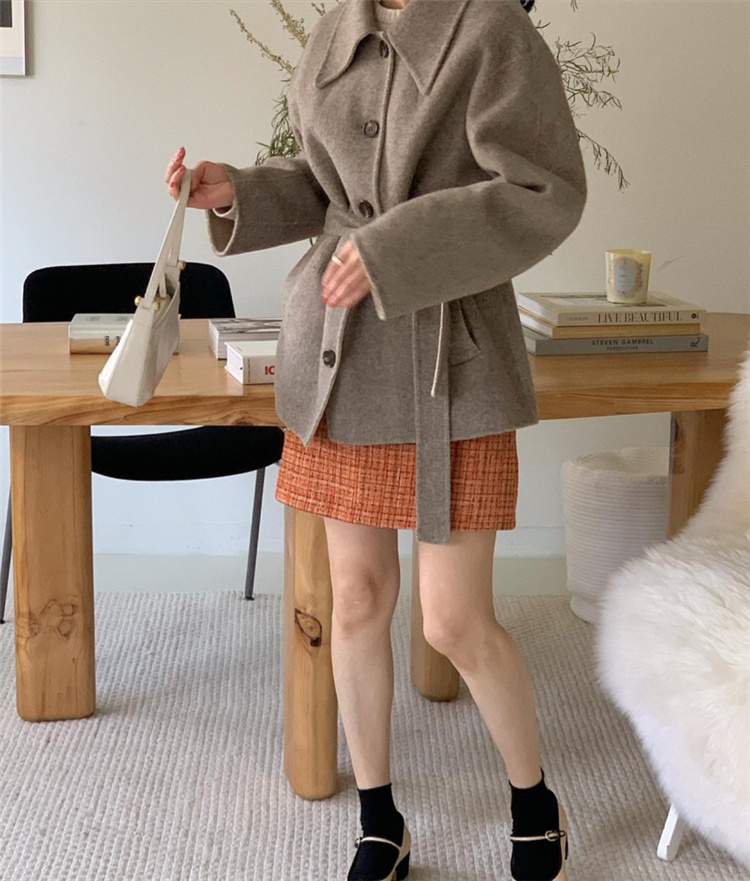 韓国ファッション 韓国風レトロ上品ベルト付きチェスターコート