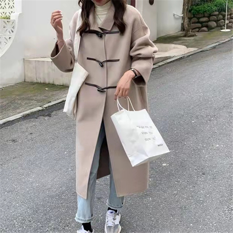 韓国ファッション 韓国風ロング丈ダッフルコート 秋冬上品アウター