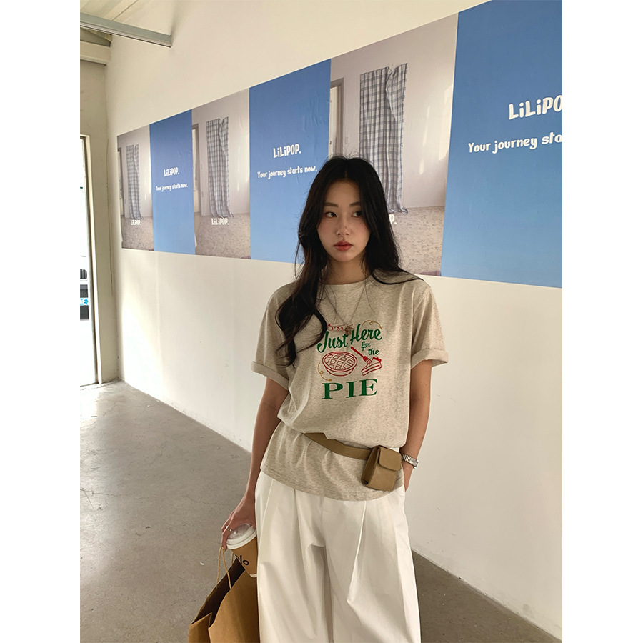 韓国ファッション パイ柄ゆるだぼ半袖Ｔシャツ