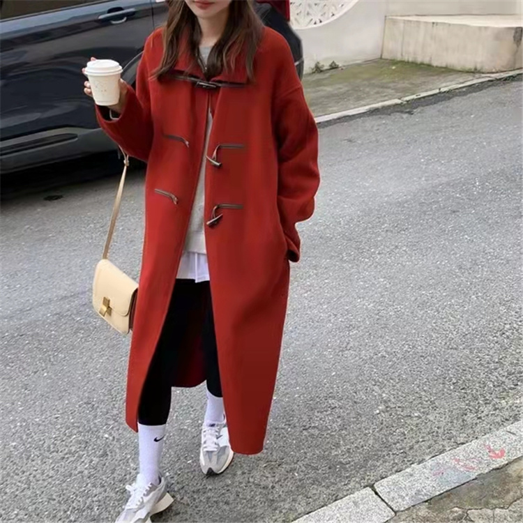 韓国ファッション 韓国風ロング丈ダッフルコート 秋冬上品アウター