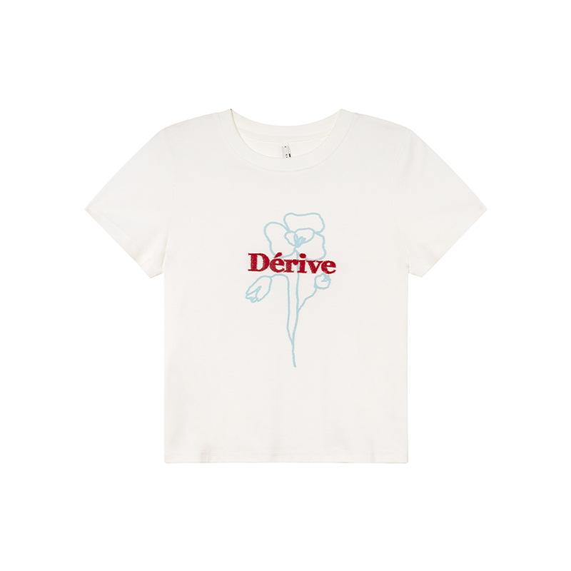 韓国ファッション お花モチーフ ゆるプリント半袖Ｔシャツ