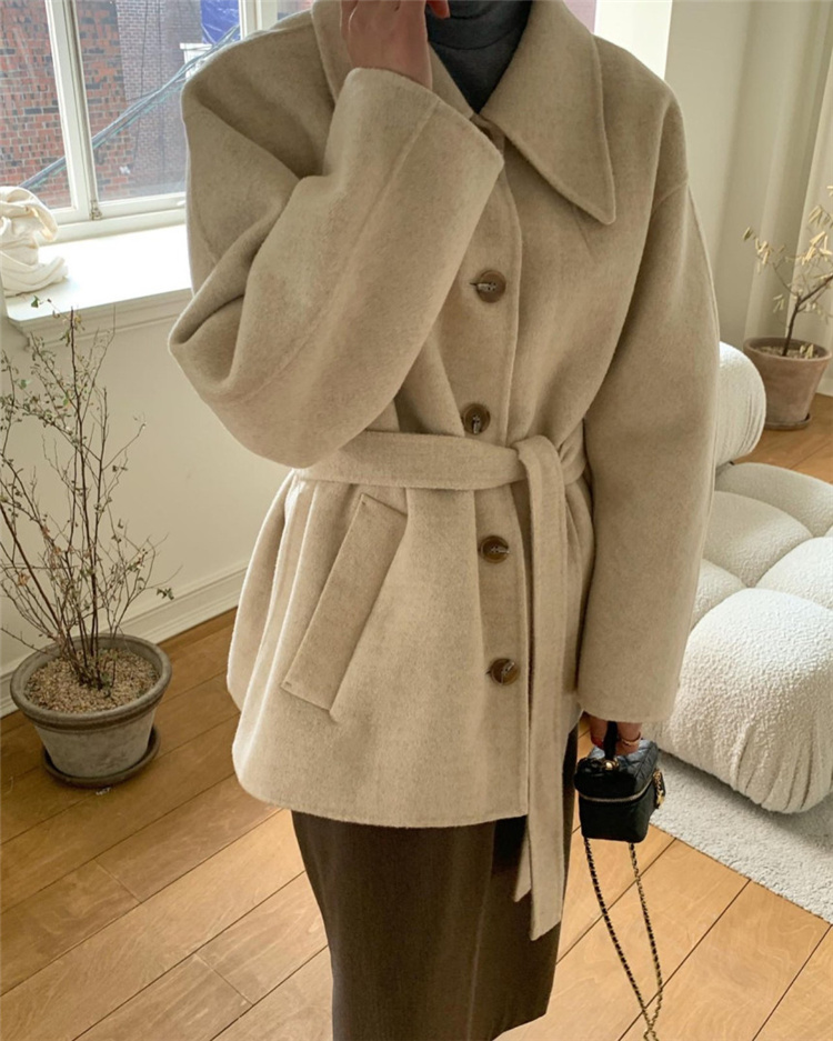 韓国ファッション 韓国風レトロ上品ベルト付きチェスターコート