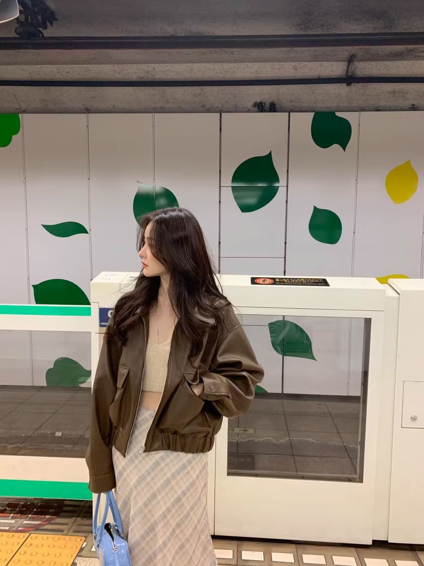 韓国ファッション 格子柄フレアミディスカート