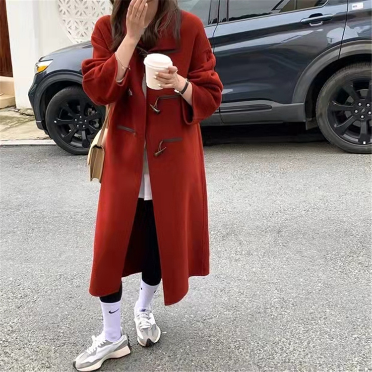 韓国ファッション 韓国風ロング丈ダッフルコート 秋冬上品アウター