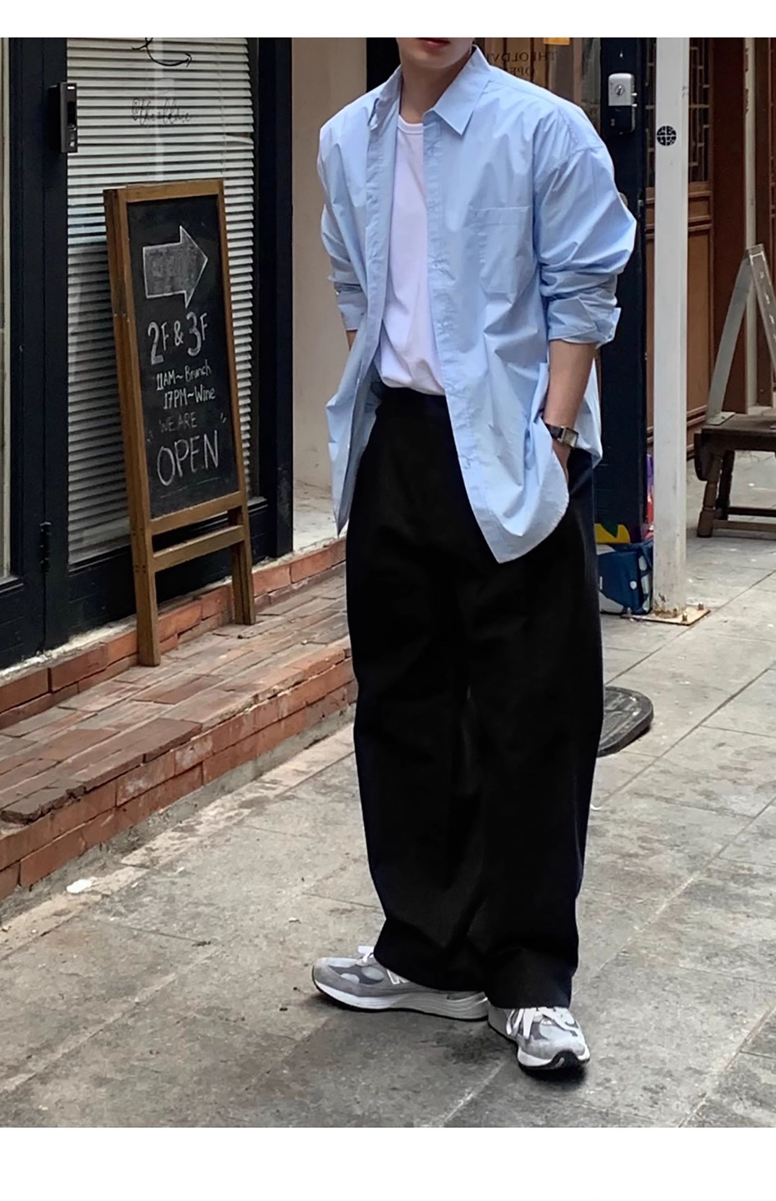 韓国ファッション ゆったりワイドスラックスパンツ