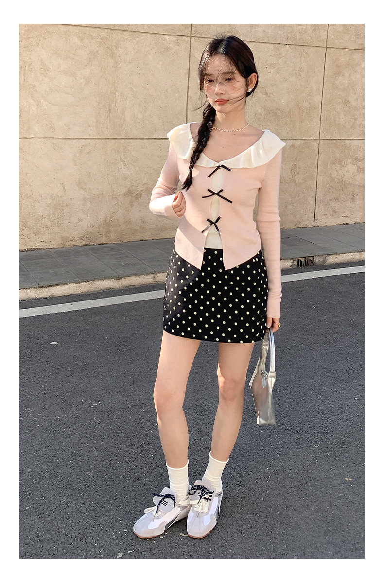 韓国ファッション 水玉ミニスカート