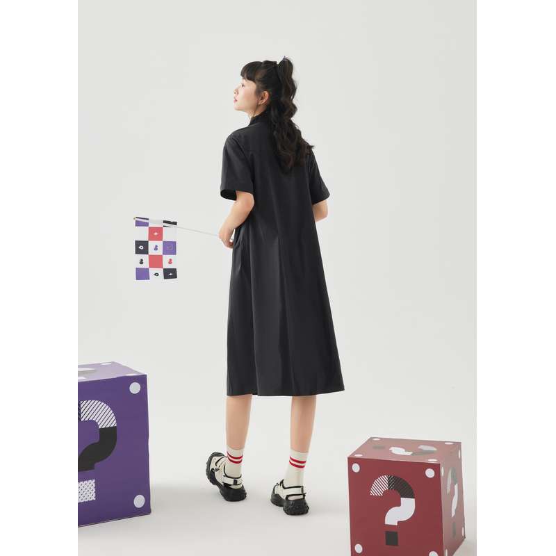 フリル付きシャツワンピース