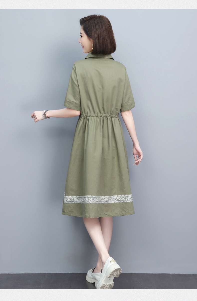 刺繍入りシャツワンピース