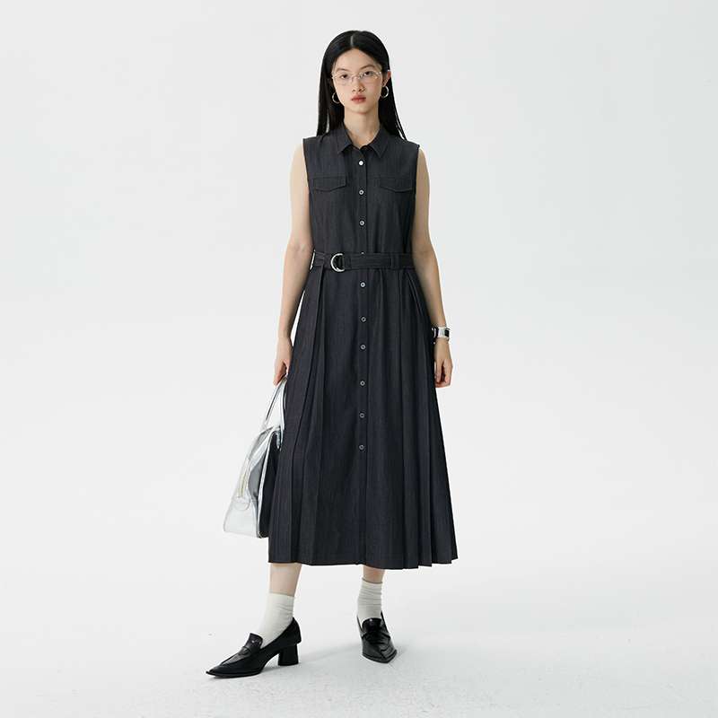 ロング丈シャツワンピース
