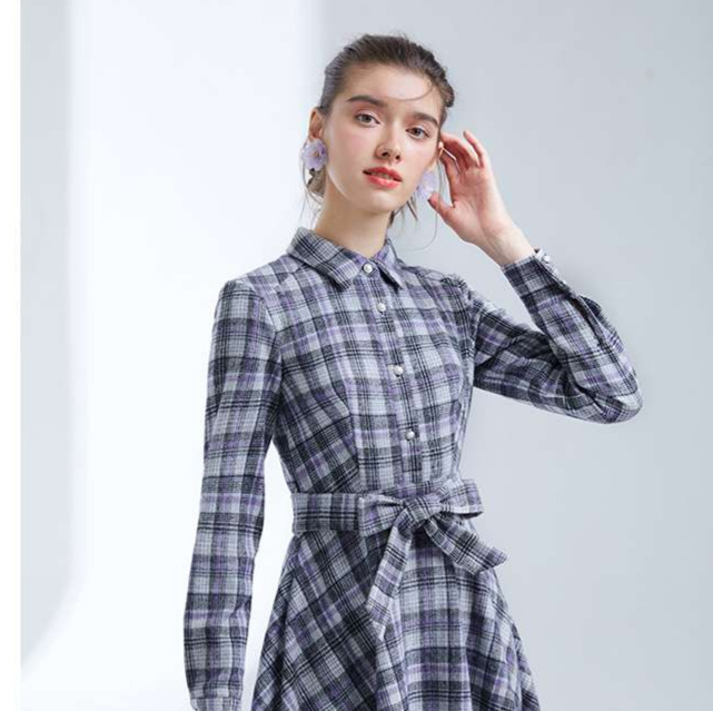 チェック柄シャツワンピース
