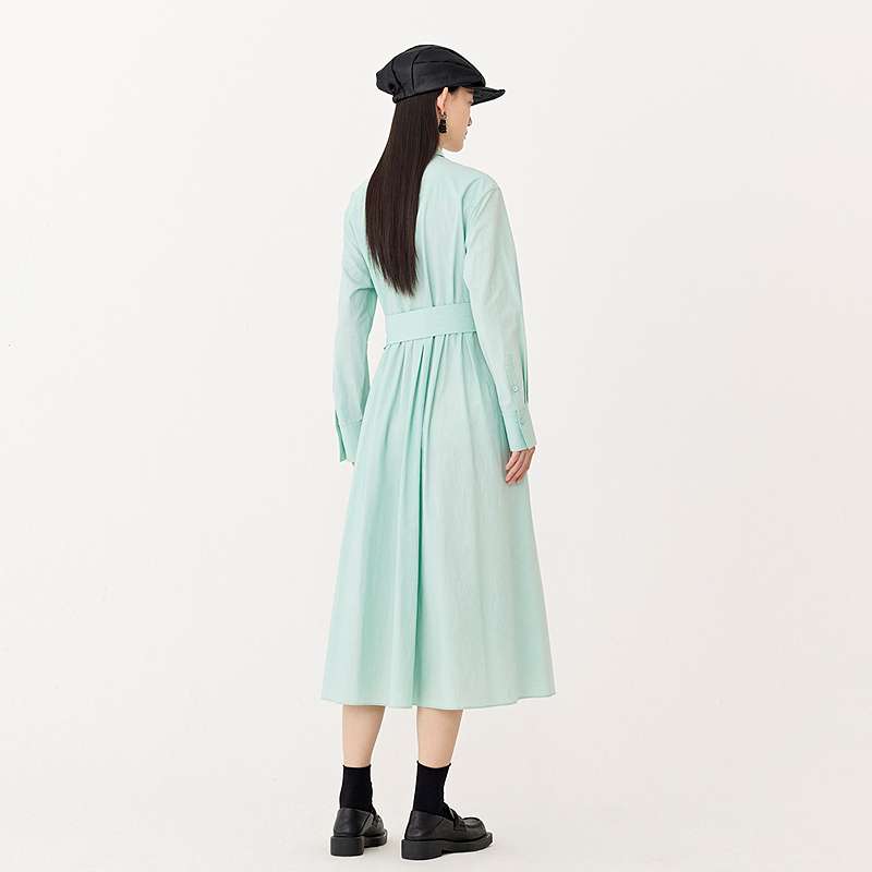 ベルト付きシャツワンピース